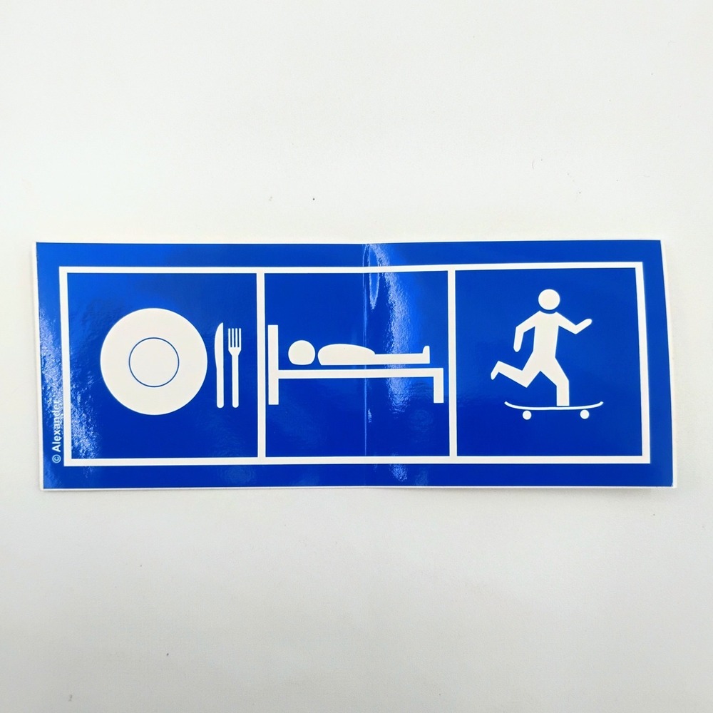 Alexander Eat Sleep Skate Vinyl Sticker Decal Blue Bumper Graphic VTG 90s Y2k